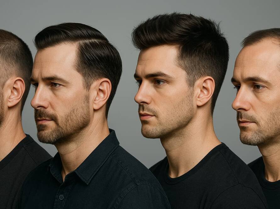 Corte de pelo para hombre con entradas en la frente